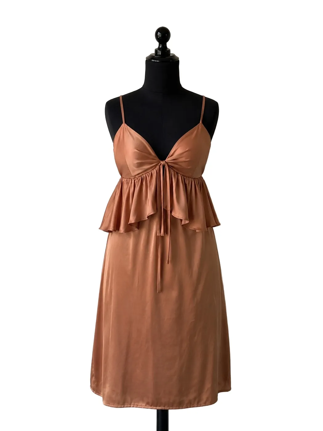 Satin ruffle slip dress made at LA People