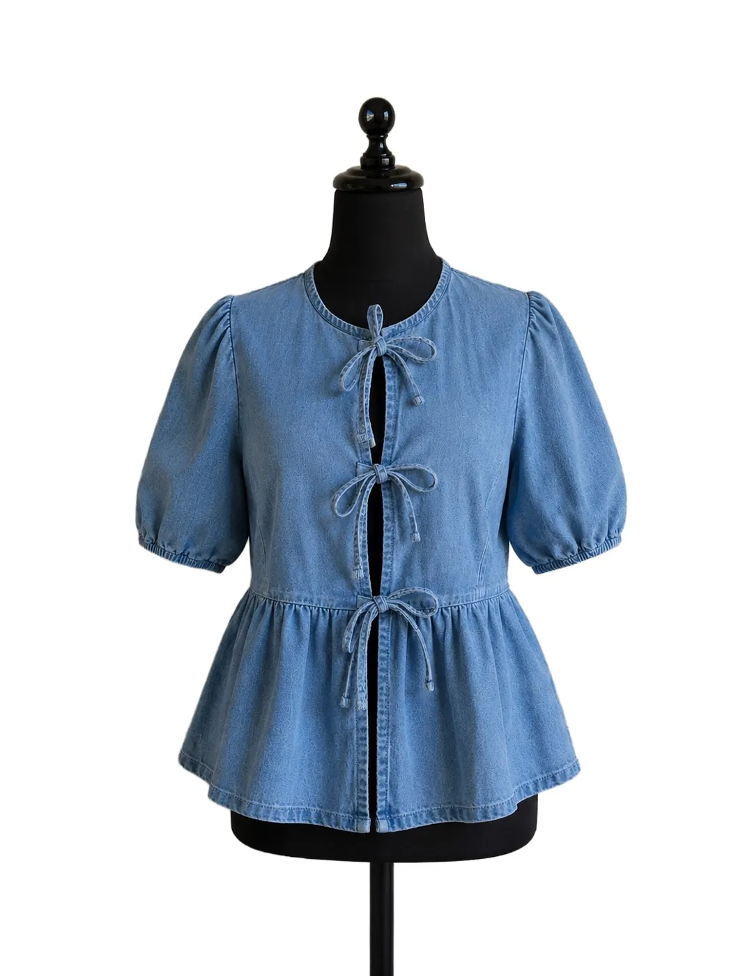 Denim tie-front top made at LA People