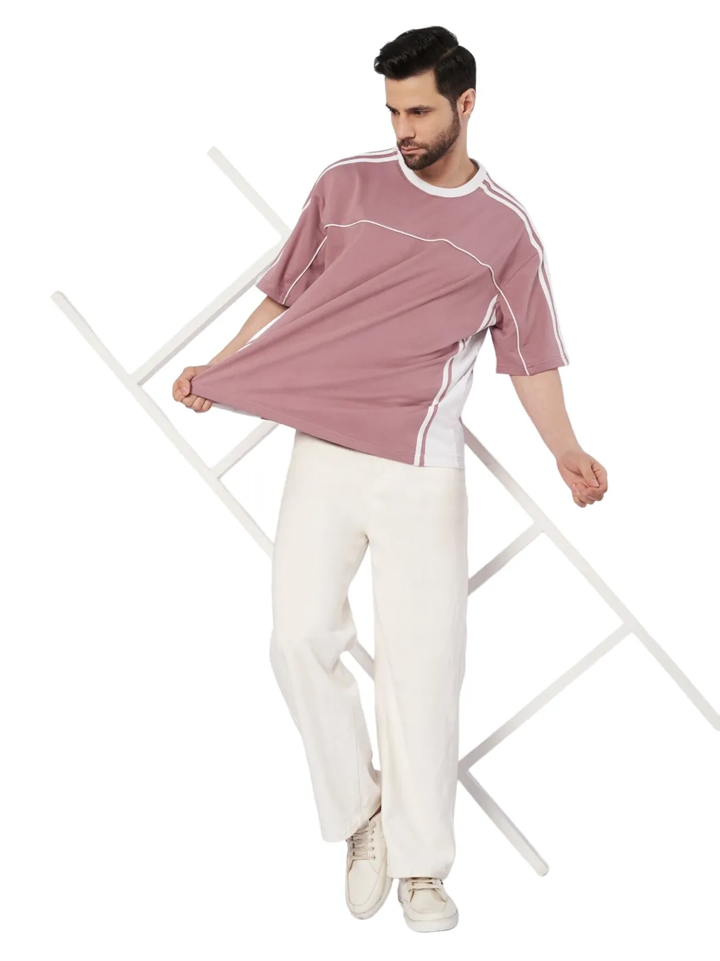 Piped oversized T-shirt made at LA People