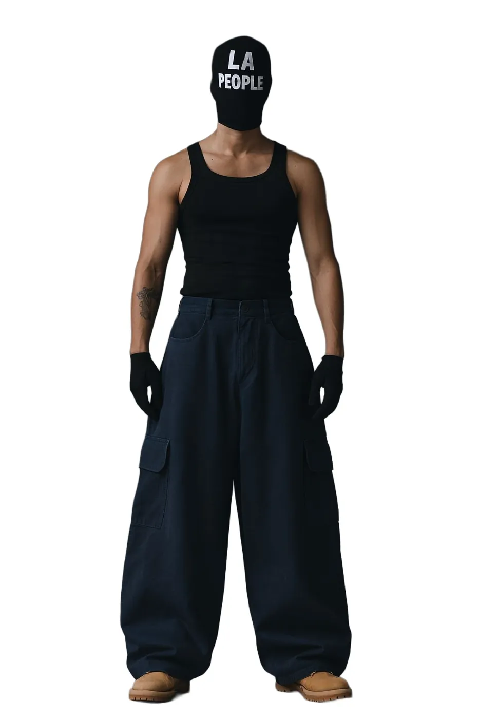 Wide-leg cargo trousers made at LA People