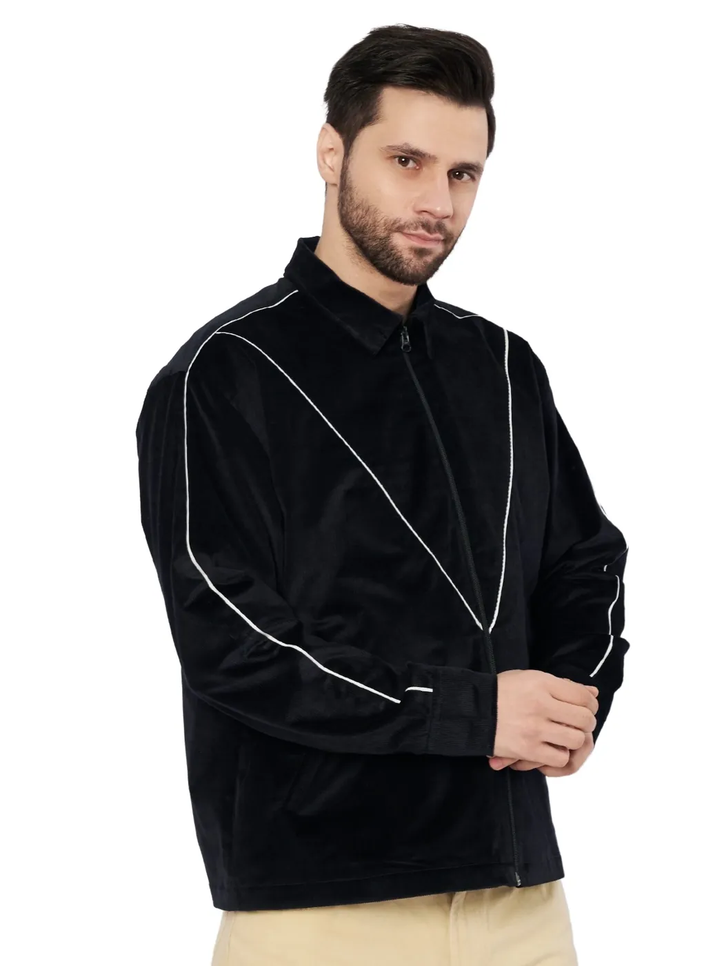 Piped velvet jacket made at LA People