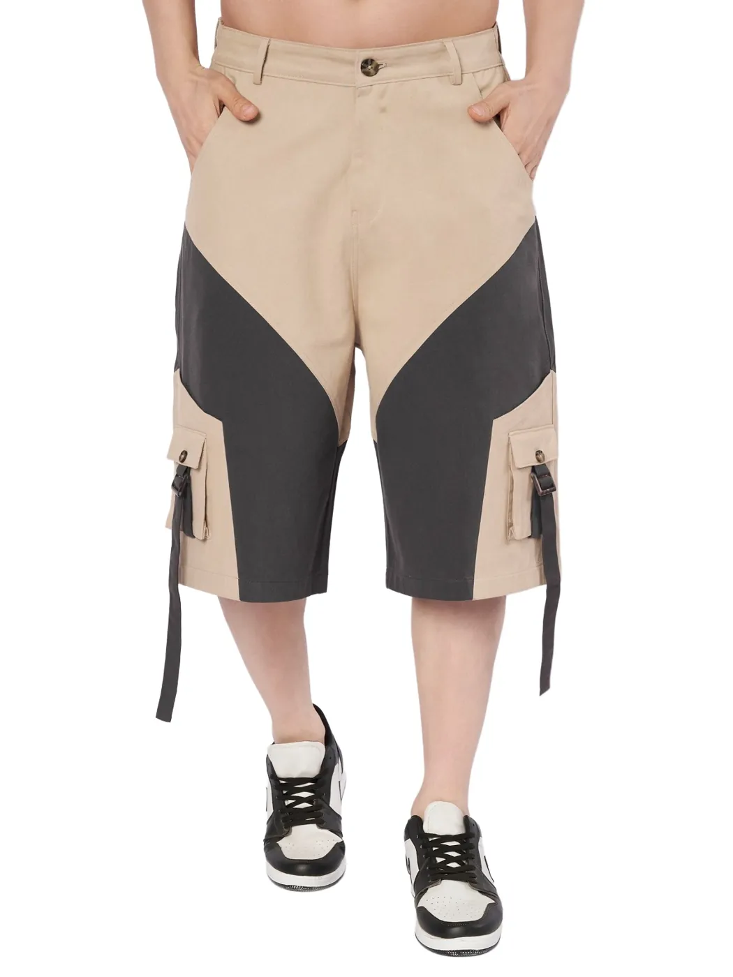 Colour-block cargo shorts made at LA People
