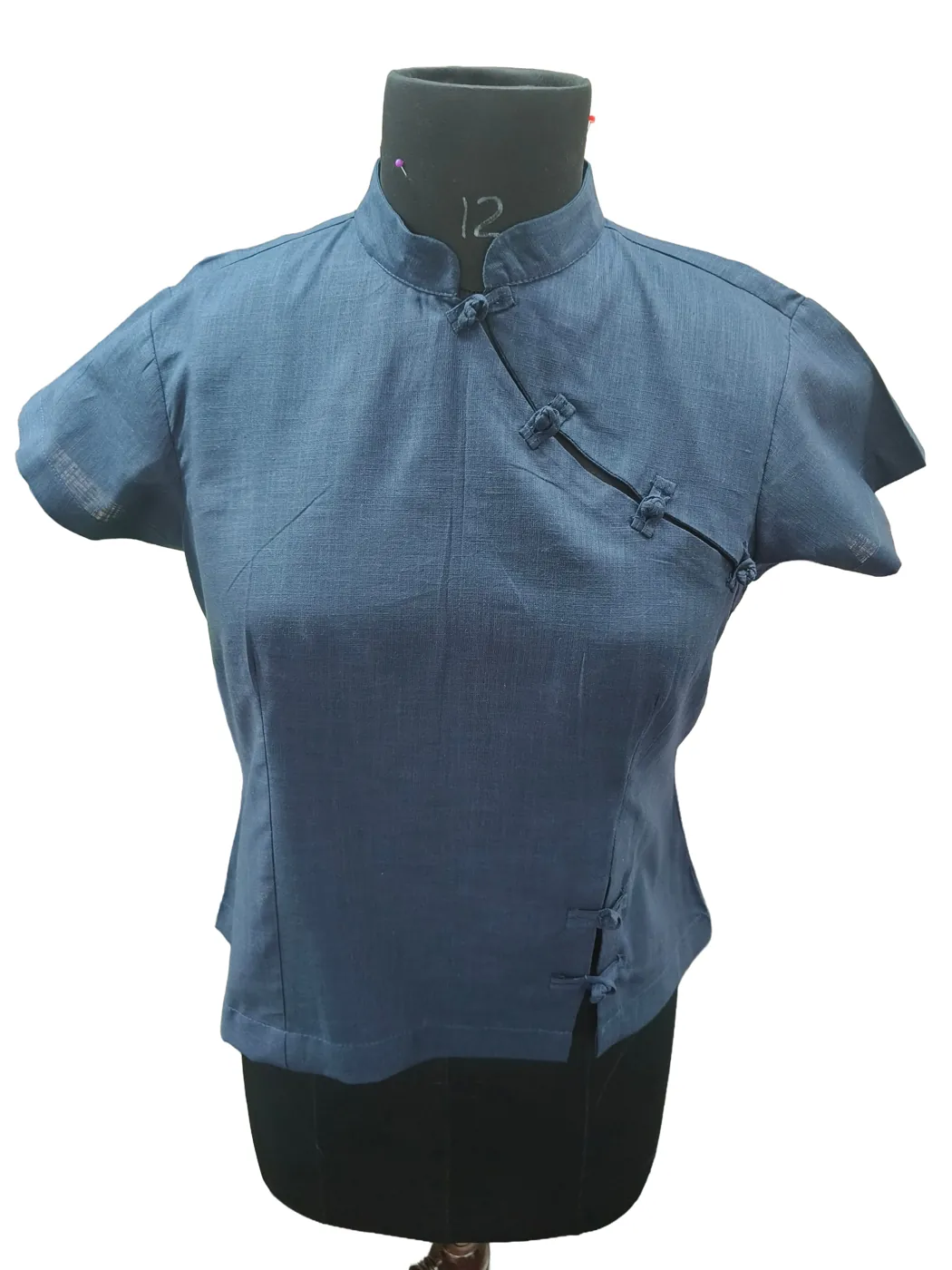 Mandarin-collar top made at LA People