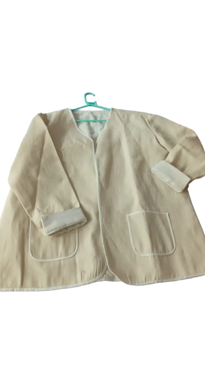 Collarless piped jacket made at LA People