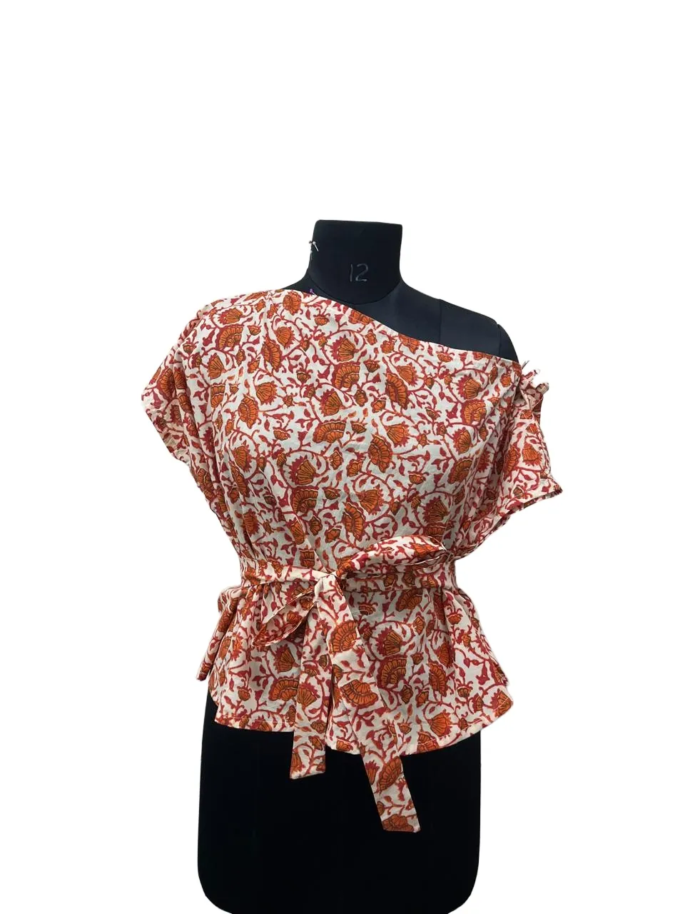One-shoulder tie-waist top made at LA People
