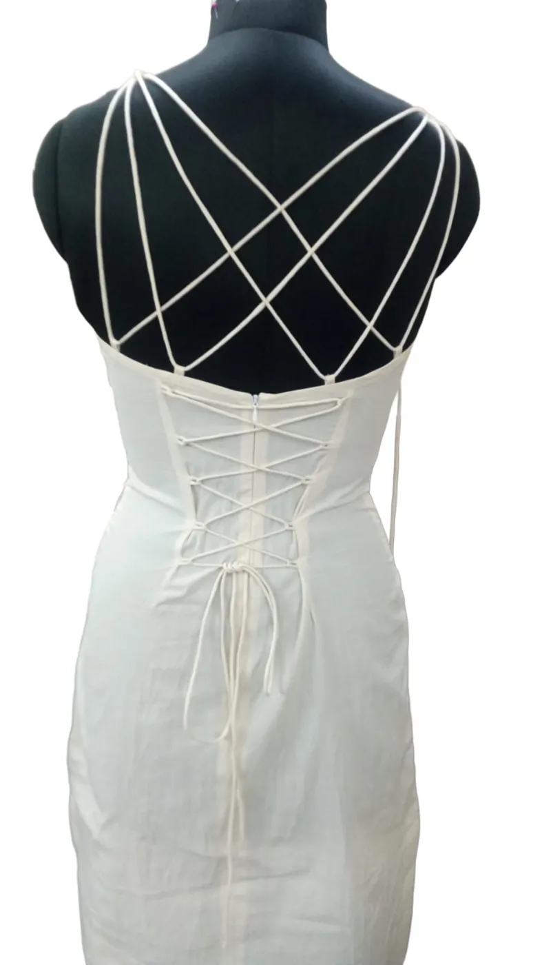 Lace-up back dress made at LA People